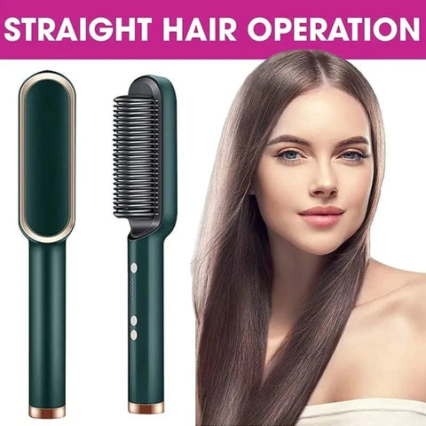 2-in-1 Hair Straightening Brush and Curler