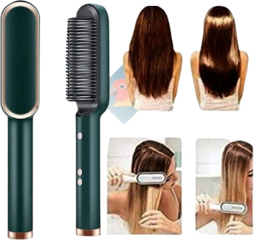 2-in-1 Hair Straightening Brush and Curler