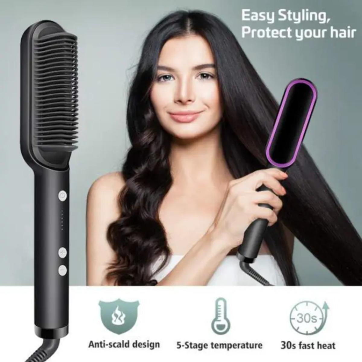2-in-1 Hair Straightening Brush and Curler