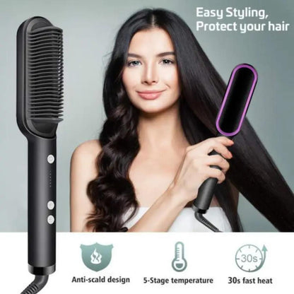 2-in-1 Hair Straightening Brush and Curler