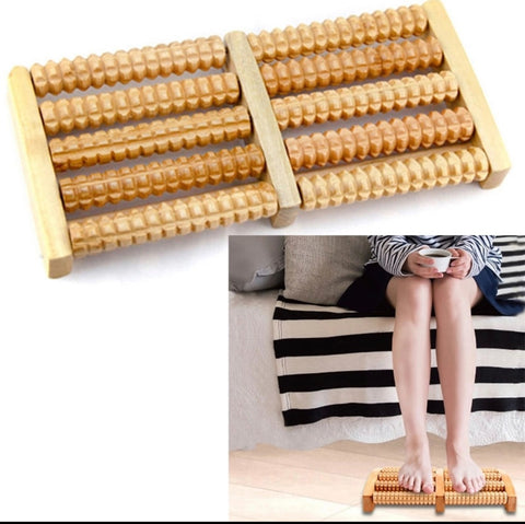 Traditional Wooden Foot Roller Massager for Relaxation
