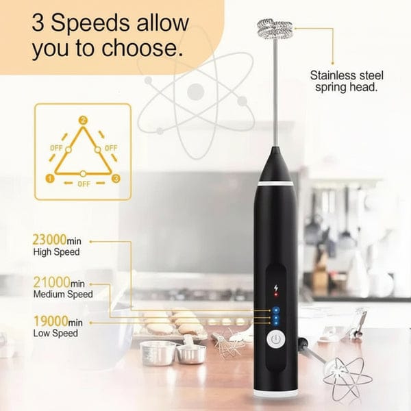 USB Rechargeable Electric Milk Frother and Whisk