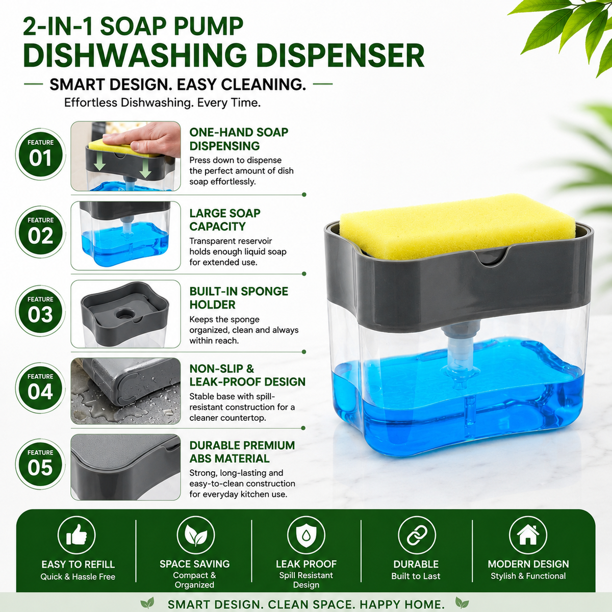 2-in-1 Soap Pump Dishwashing Dispenser