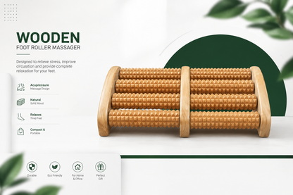 Traditional Wooden Foot Roller Massager for Relaxation