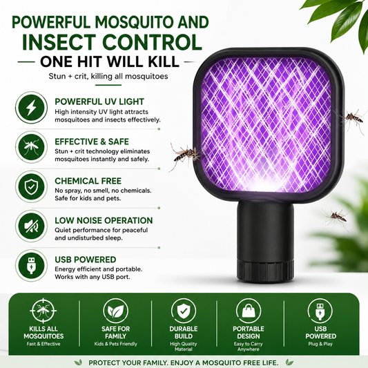 USB Rechargeable Electric Mosquito Killer Racquet Lamp